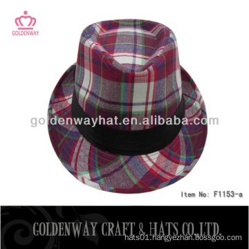 checked polyester/ cotton fedora hats for wholesale